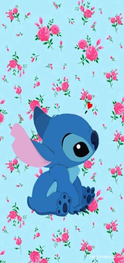 stitch with rose wallpaper
