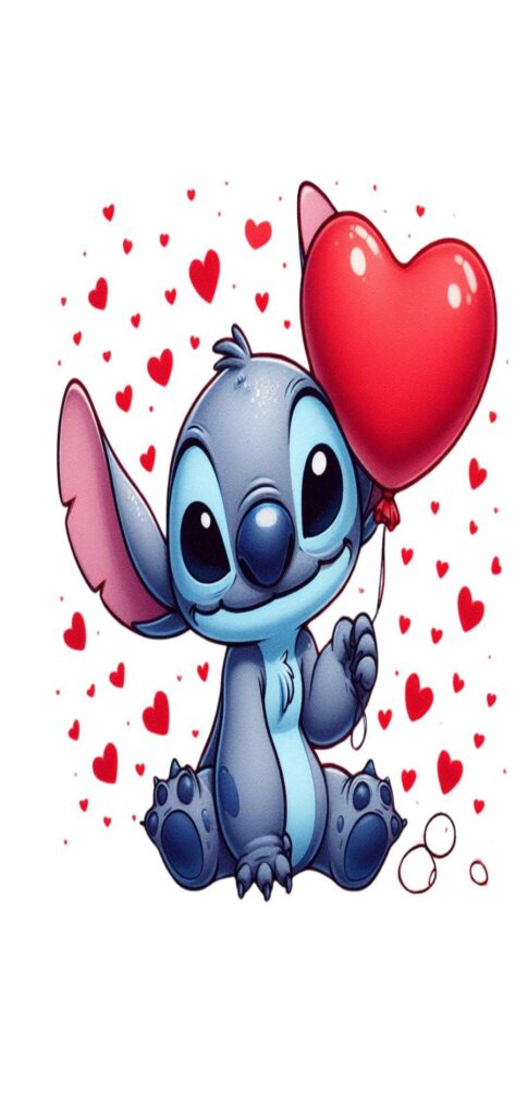 stitch with hearts wallpaper
